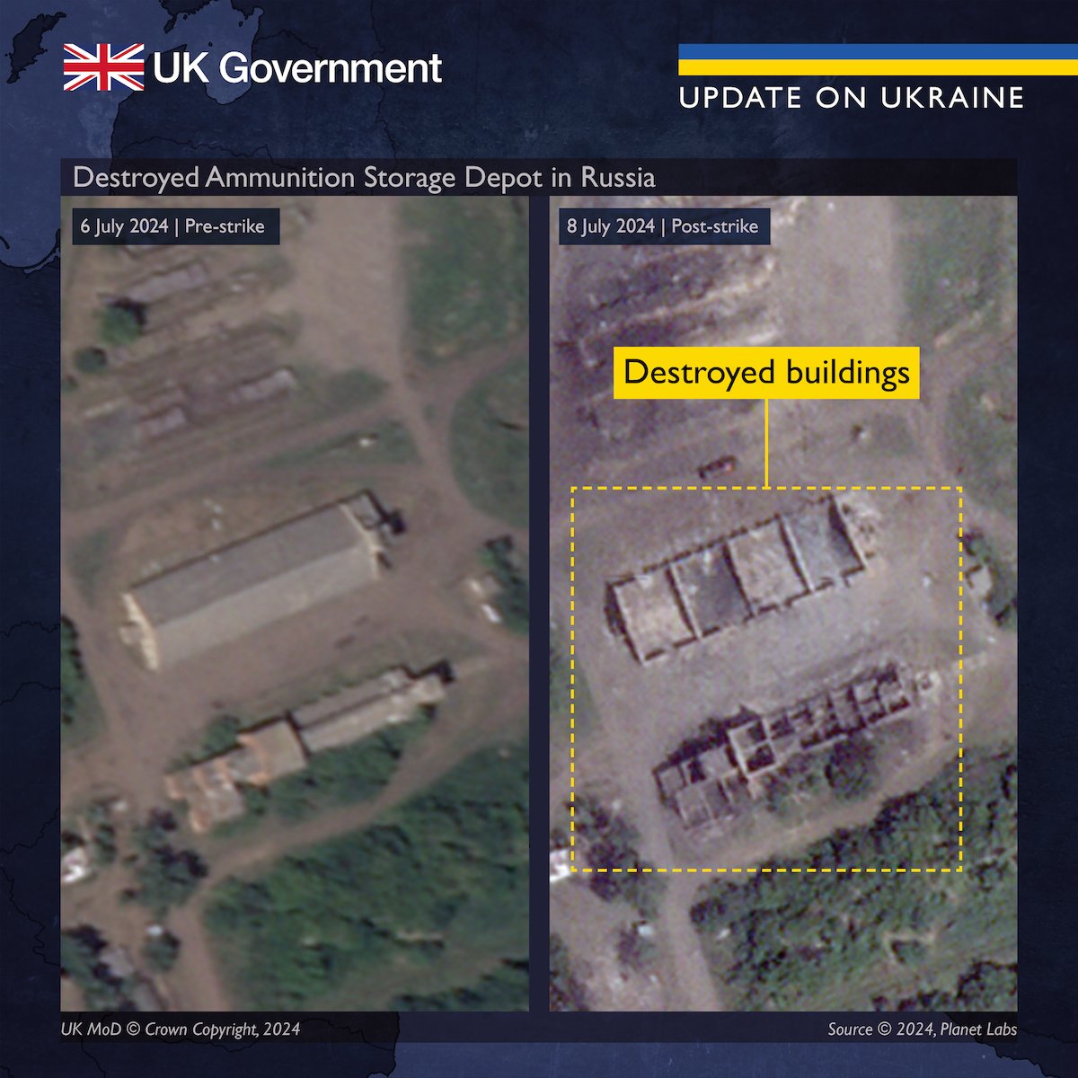 Defense Express The UK Defense Intelligence Reveals the Results of Ukrainian Strike on July 7 (Satellite Images)