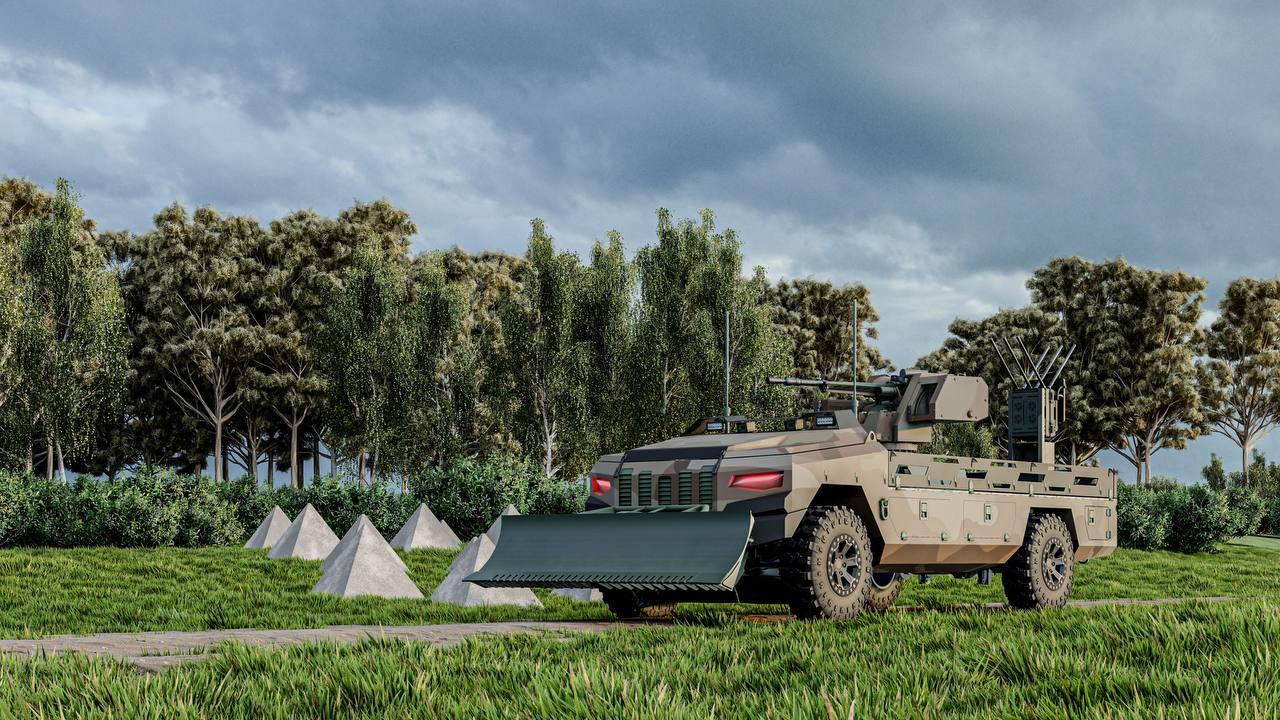 The UGV Protector with a front-end loader, a weapon station, and an EW payload / Defense Express / Specifications of The Protector, New Multirole UGV From Ukrainian Armor