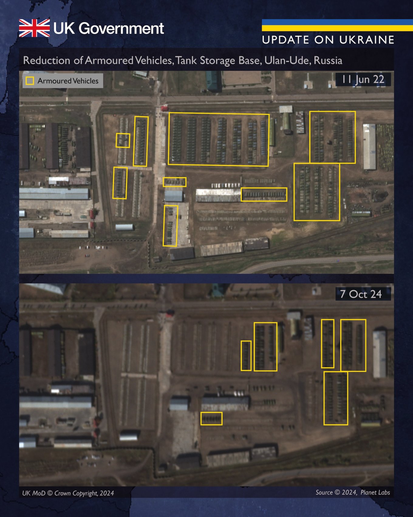 Defense Express The UK Defense Intelligence: Satellite Imagery Reveals russia’s Shrinking Soviet-Era Tank Stocks as Losses in Ukraine Reach 11,600