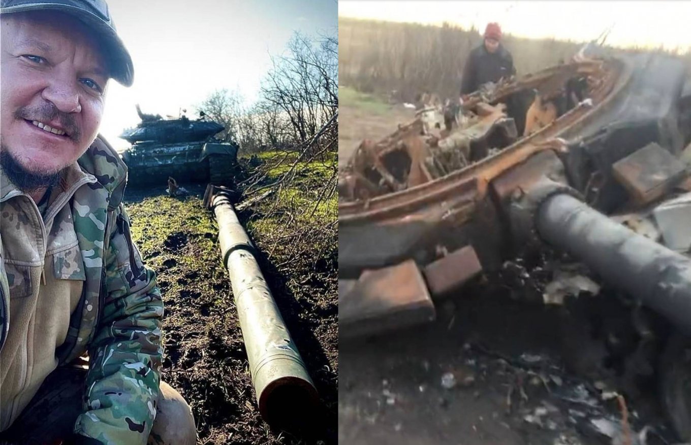 Two previously destroyed russian T-90S, both photos dated January 2023
