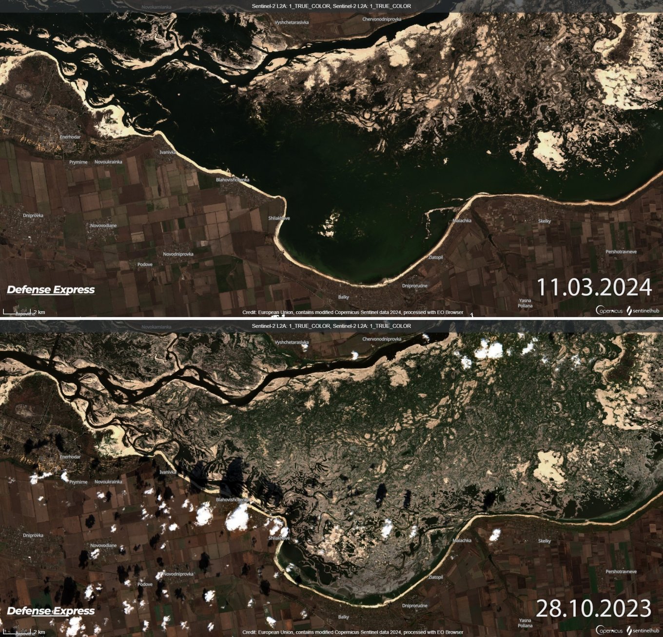 Satellite Images Show Water Returning to Kakhovka Reservoir: How It Can Affect Military Operations, Defense Express