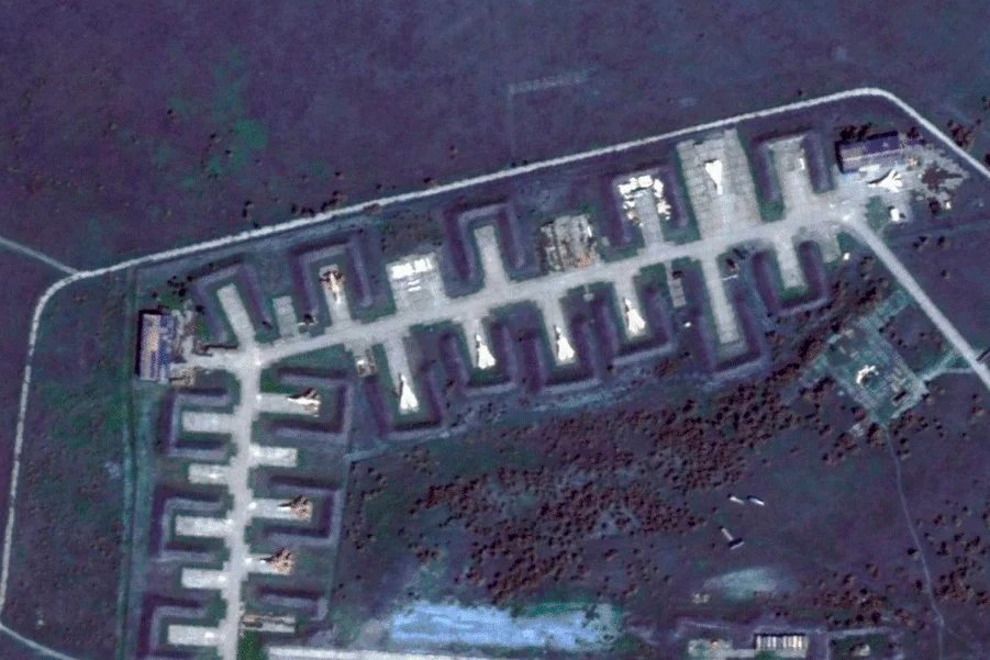 Damage to the Saky airfield, aircraft and facilities stationed there reflected in comparison of satellite images before and after the missile strike on August 10th, 2022