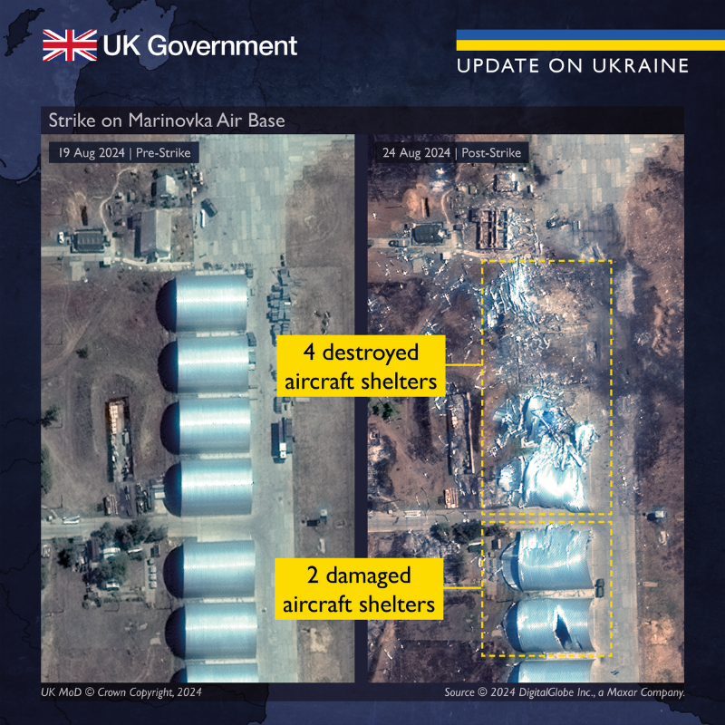 Defense Express The UK Defense Intelligence Reports on the Consequences of Ukrainian Strike on russia’s Marinovka Air Base