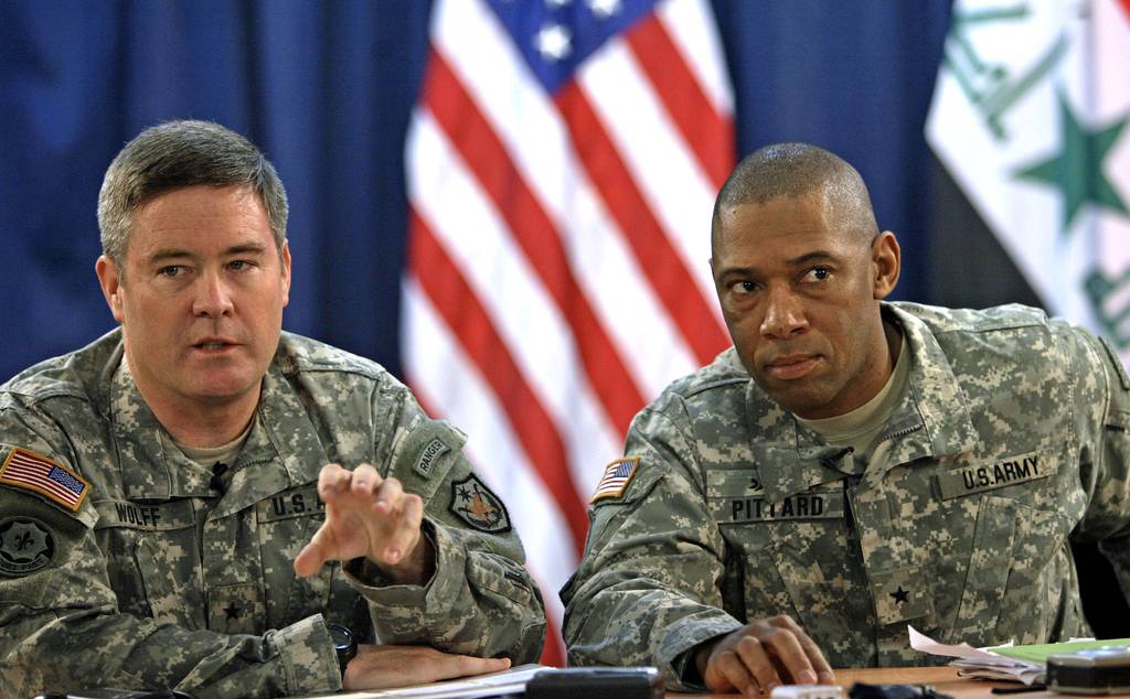 The White House has brought on a retired three-star general, Terry Wolff, to help coordinate military assistance the U.S. is sending Ukraine. In this file photo, Wolff, left, speaks to the media during a 2006 press conference, The White House Appointed a Ukraine Security Aid Coordinator, Terry Wolff, Defense Express