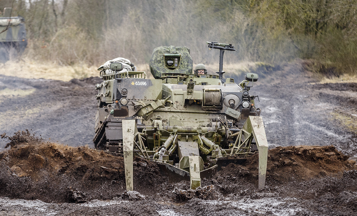 Illustrative photo: manned PNMIRK armored mine clearance vehicle of the Danish Army