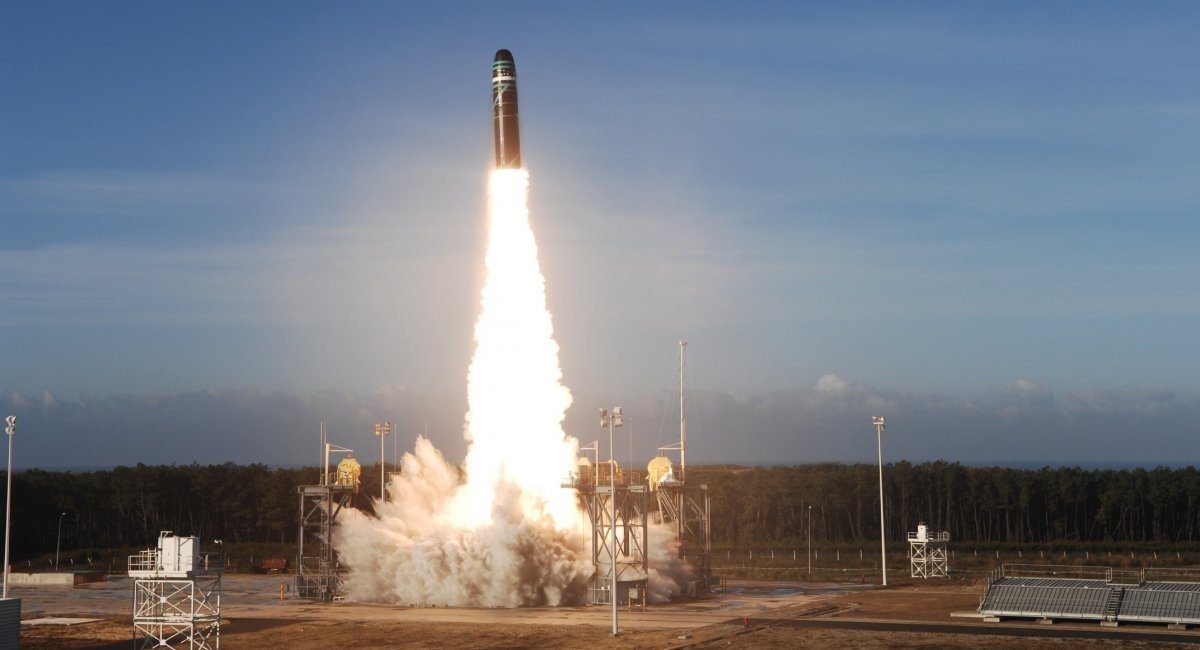 Test launch of the French M51 submarine-launched ballistic missile from a land-based platform