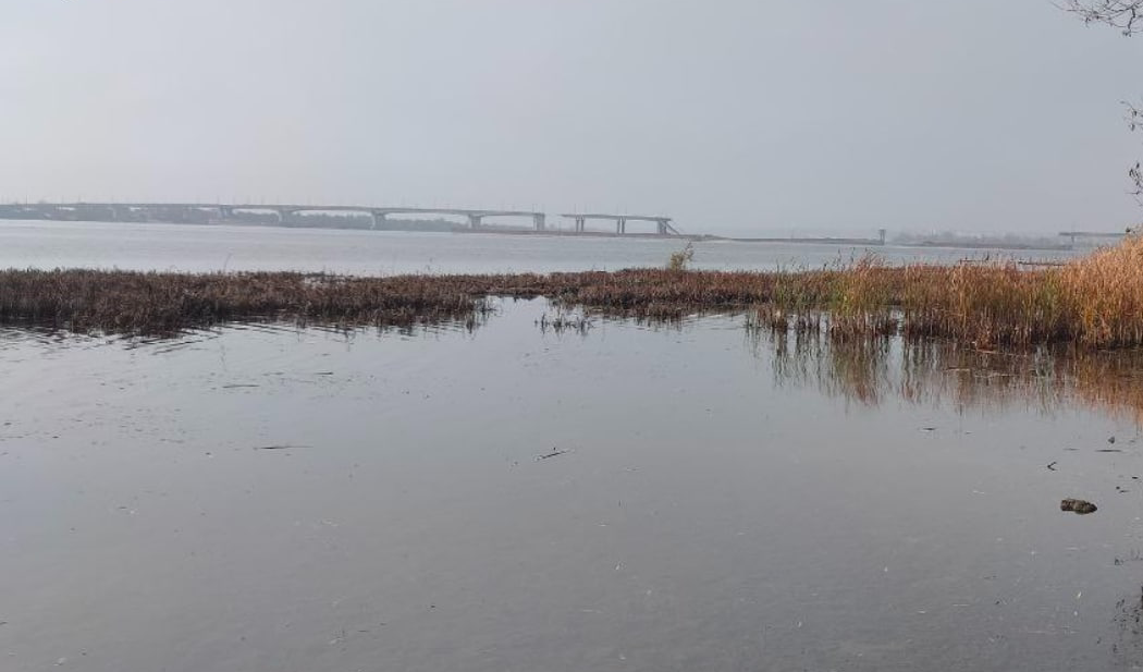 The destroyed Antonivka Road Bridge in Kherson