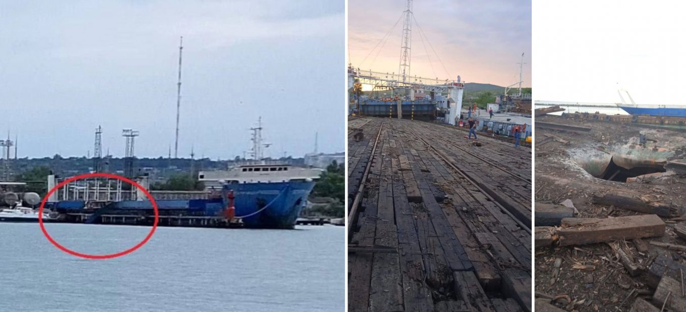 The damage inflicted to Conroe Trader and Avangard ferries by Ukrainian attacks / Defense Express / Another Ferry Lost to Ukrainian Strike on Kerch Strait Crossing