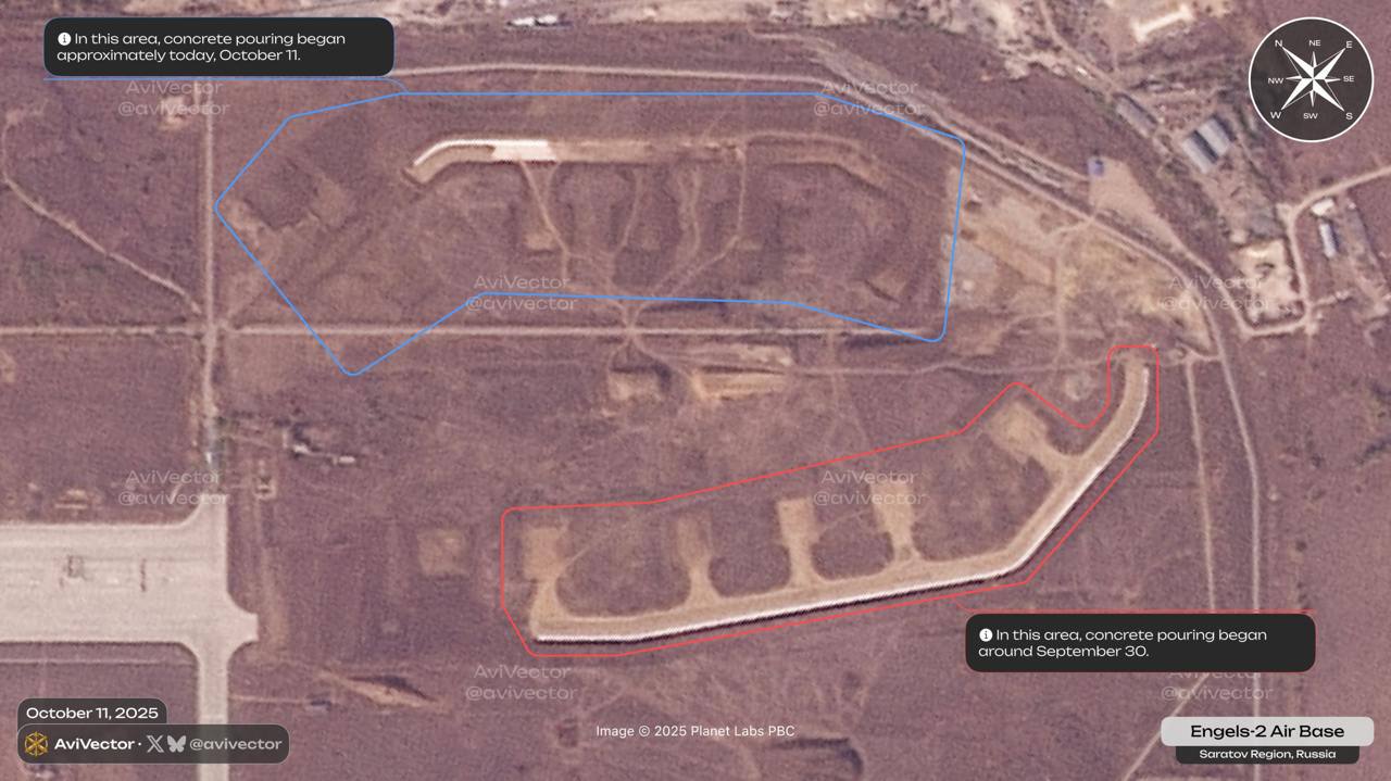The Engels-2 air base Defense Express russia Builds 12 New Hardstands at the Engels-2 Air Base Ahead of Fresh Strikes