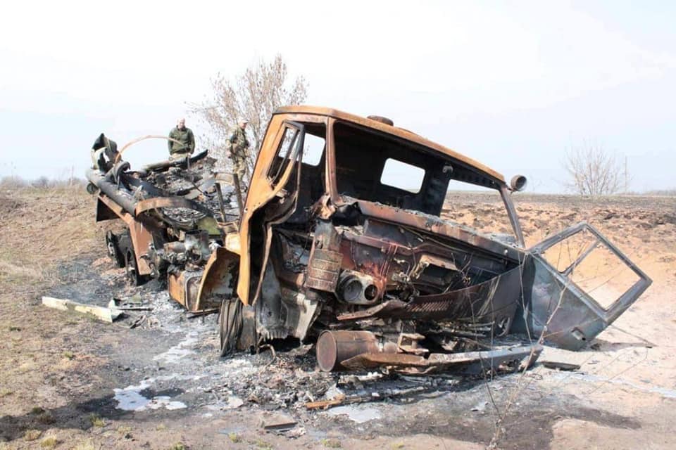 Russian military truck that was destroyed in Ukraine