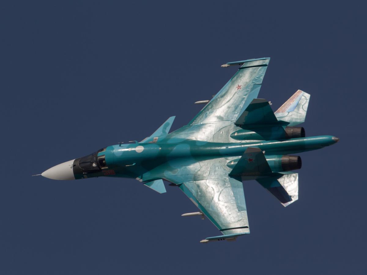 The Sukhoi Su-34 jet fighter-bomber of the Russian Air Force