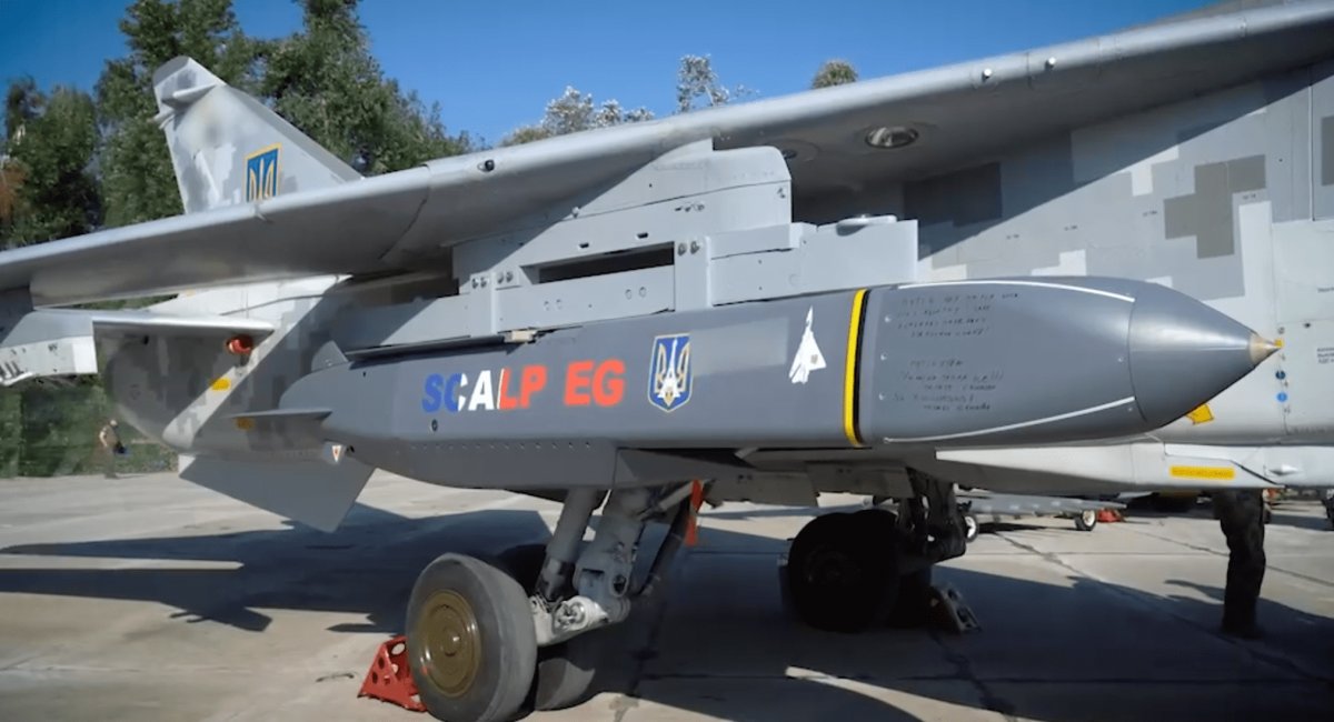 SCALP-EG (a.k.a. Storm Shadow) under the wing of a Ukrainian Su-24M