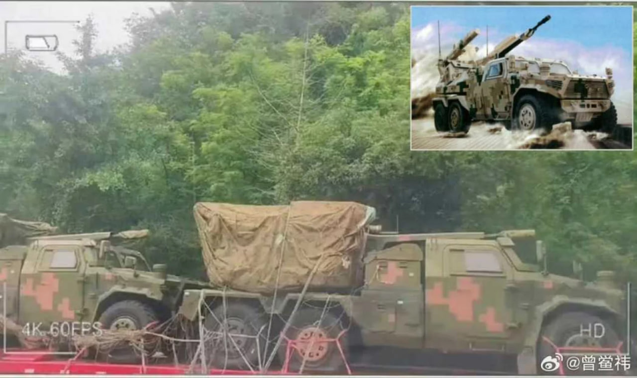 Chinese SWS3 missile and gun system as part of a vehicle convoy of a light motorized infantry brigade / Defense Express / China Presents SWS3: Gun-and-Missile Drone Killer Vehicle to Rival russian Pantsir-S