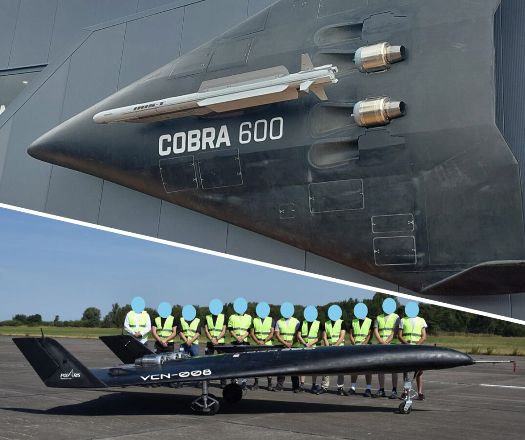 Cobra 600 at exhibition and during first flight / collage by Hartpunkt