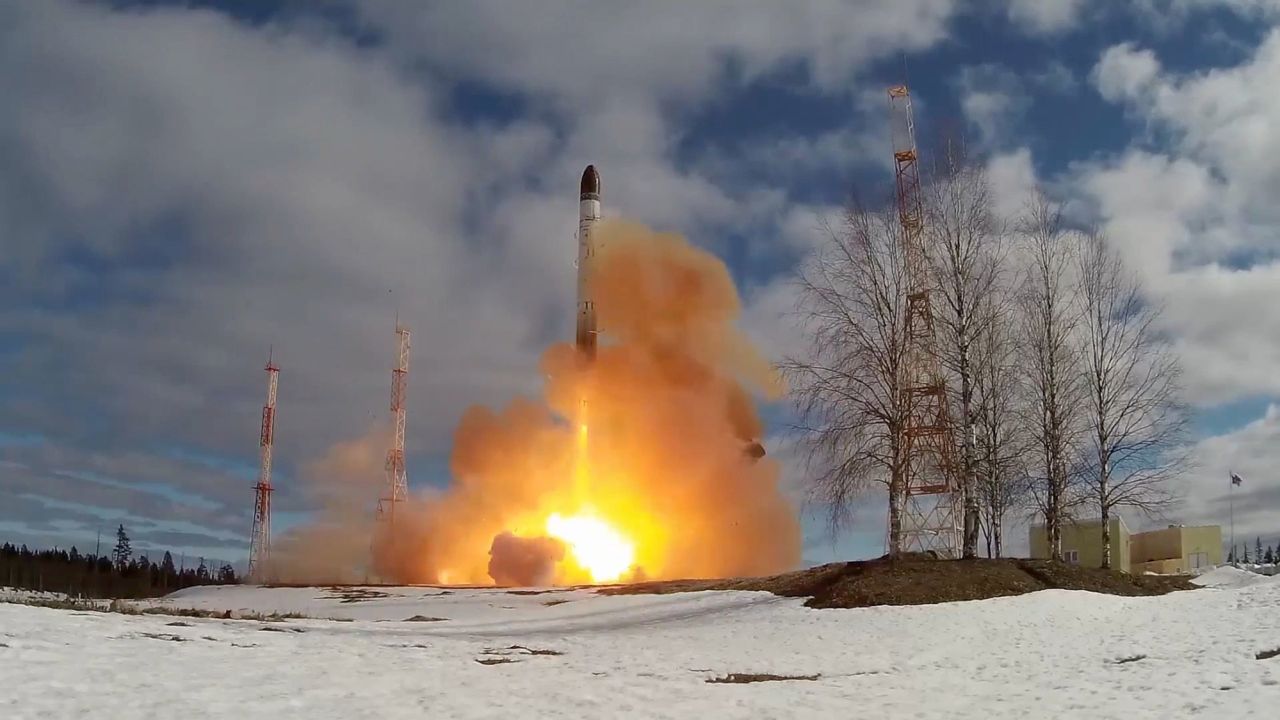 The first launch of Sarmat land-based intercontinental ballistic missile. April 20, 2022. - Sources - russia Ministry of Defense