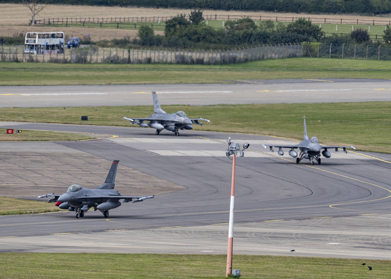 F-16s on a taxiway