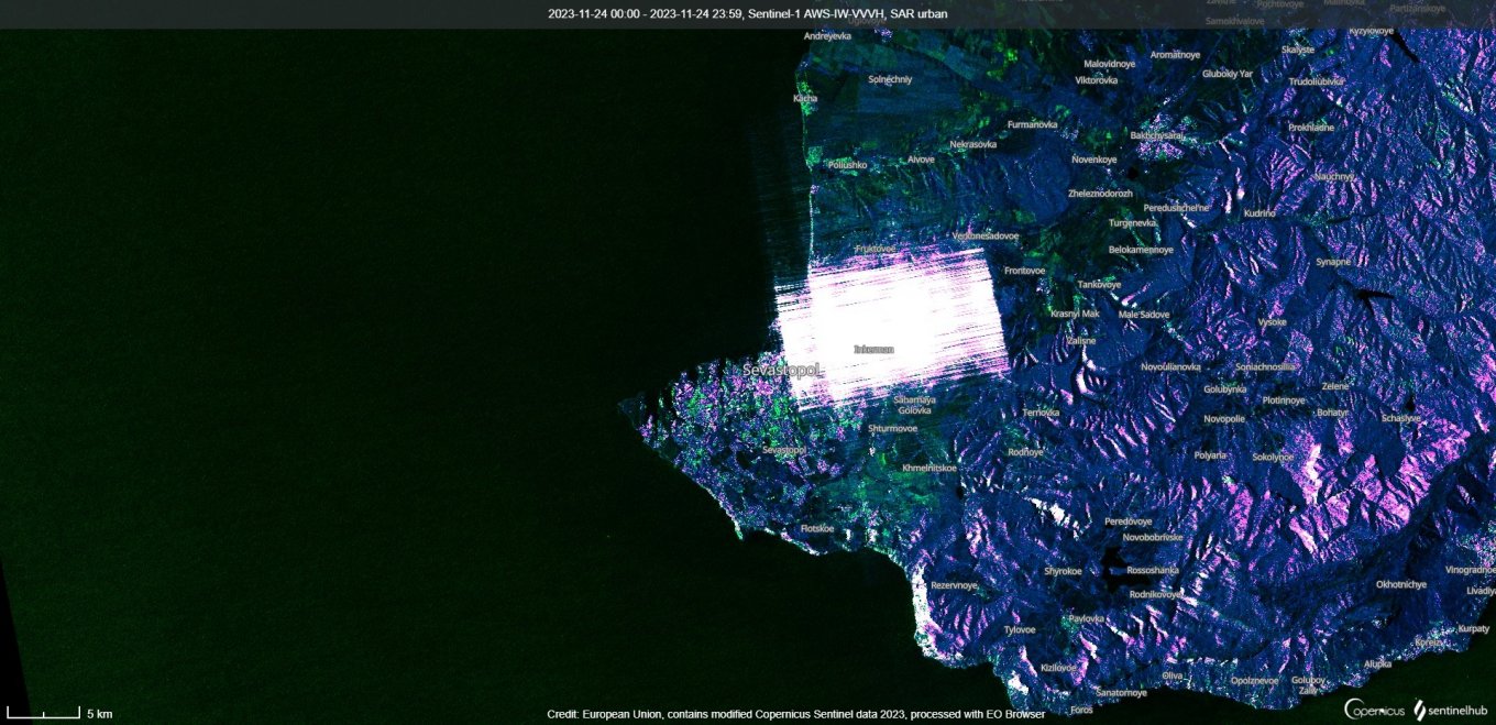 russian intense electromagnetic interference evident on satellite images from November 23