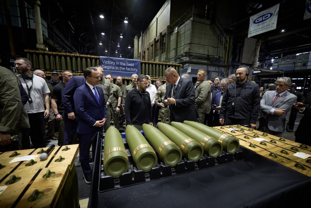 Volodymyr Zelensky during visit to Scranton Army Ammunition Plant in September 2024