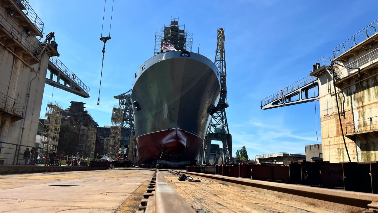 Launch of the Project 11711M large landing ship Vladimir Andreyev