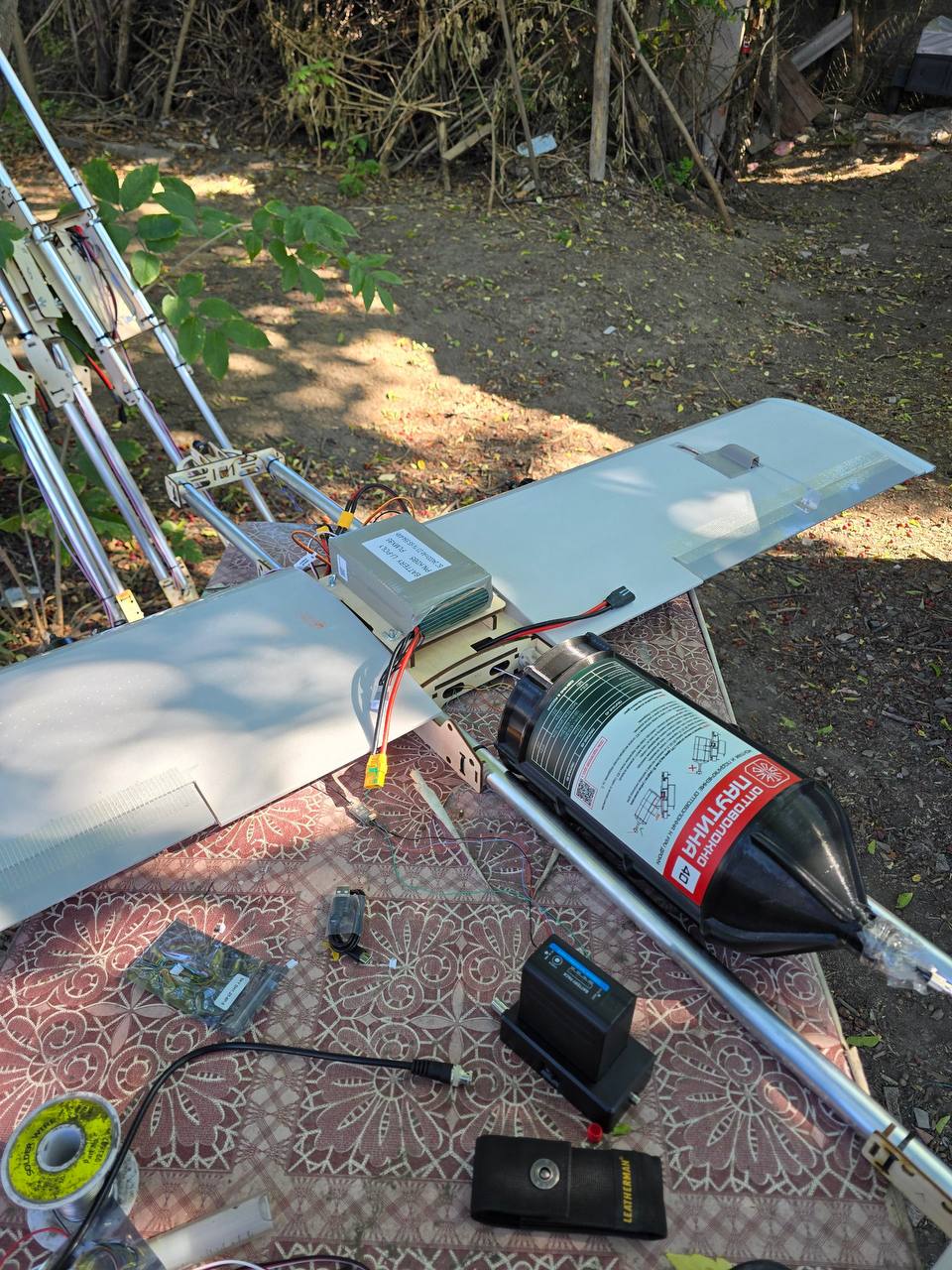 russian Molniya-2 kamikaze drone with a fiber-optic spool