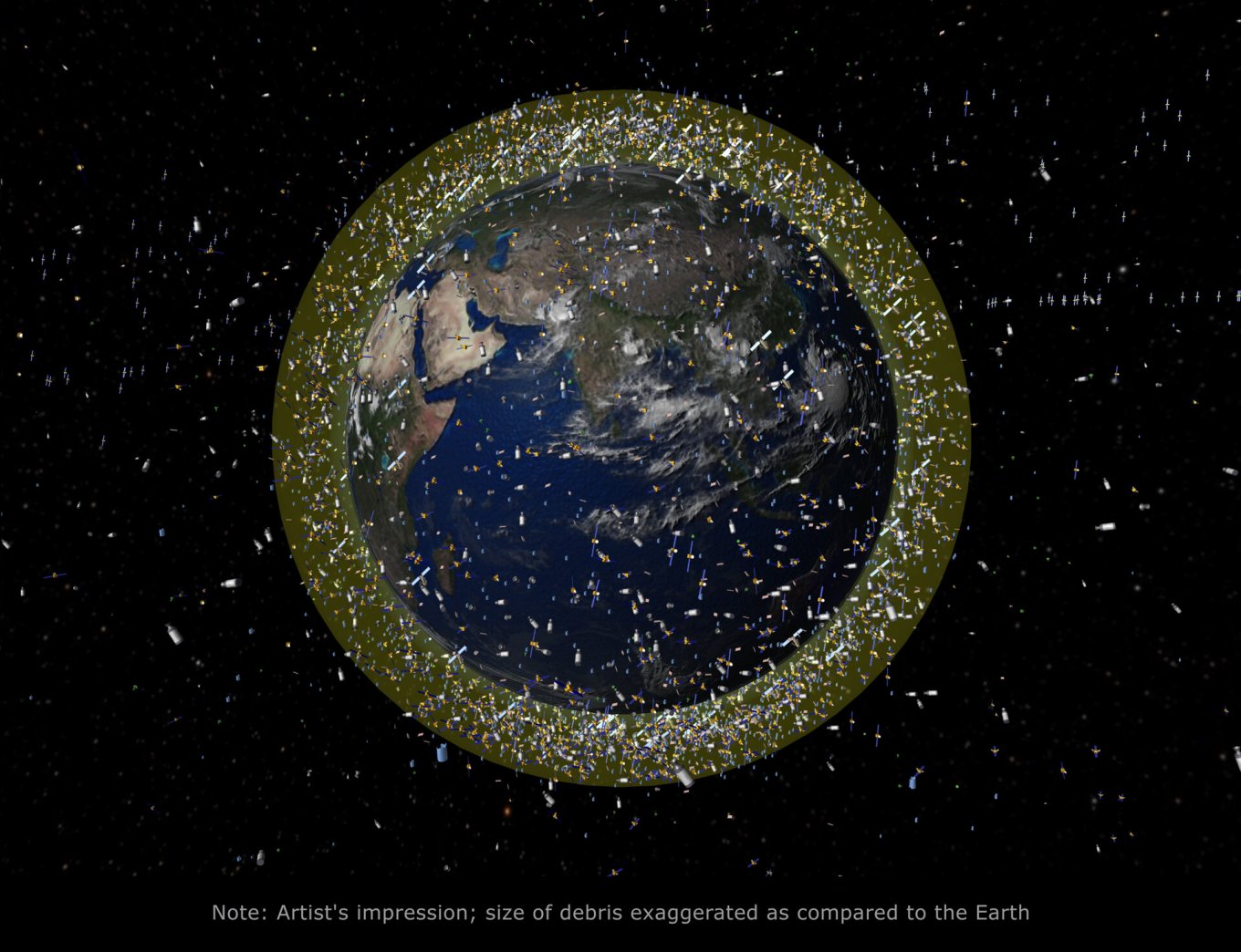 The Kessler Syndrome imagined by an artist / Defense Express / Could Missiles Filled With Pellets and Splinters Really Destroy Satellites, as russians Imagine