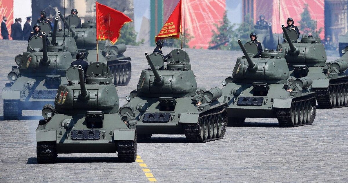 russian T-34-85 during a military parade on the 