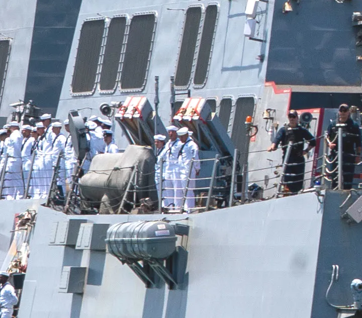 Coyote Block 2 interceptor drone launcher mounted on a destroyer