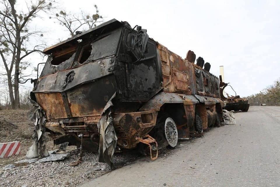 Typhoon-K MRAP vehicle that was destroyed at the beginning of the full-scale invasion of the russian federation to Ukraine, The russians Wanted to Drop Their 2S3 Akatsiya Self-Propelled Howitzer From a Bridge, But the Typhoon MRAP Vehicle Flew Down in the End, Defense Express