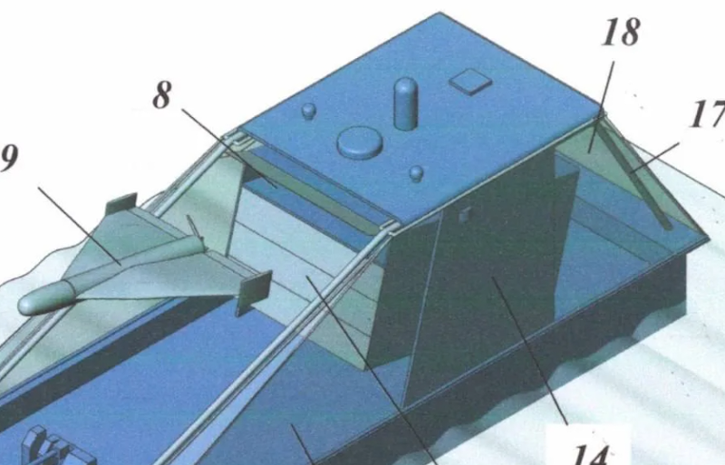 Một góc nhìn gần hơn về mái nhà và bệ phóng của tàu sân bay không người lái hải quân mới, có thể được thiết kế cho Shaheds