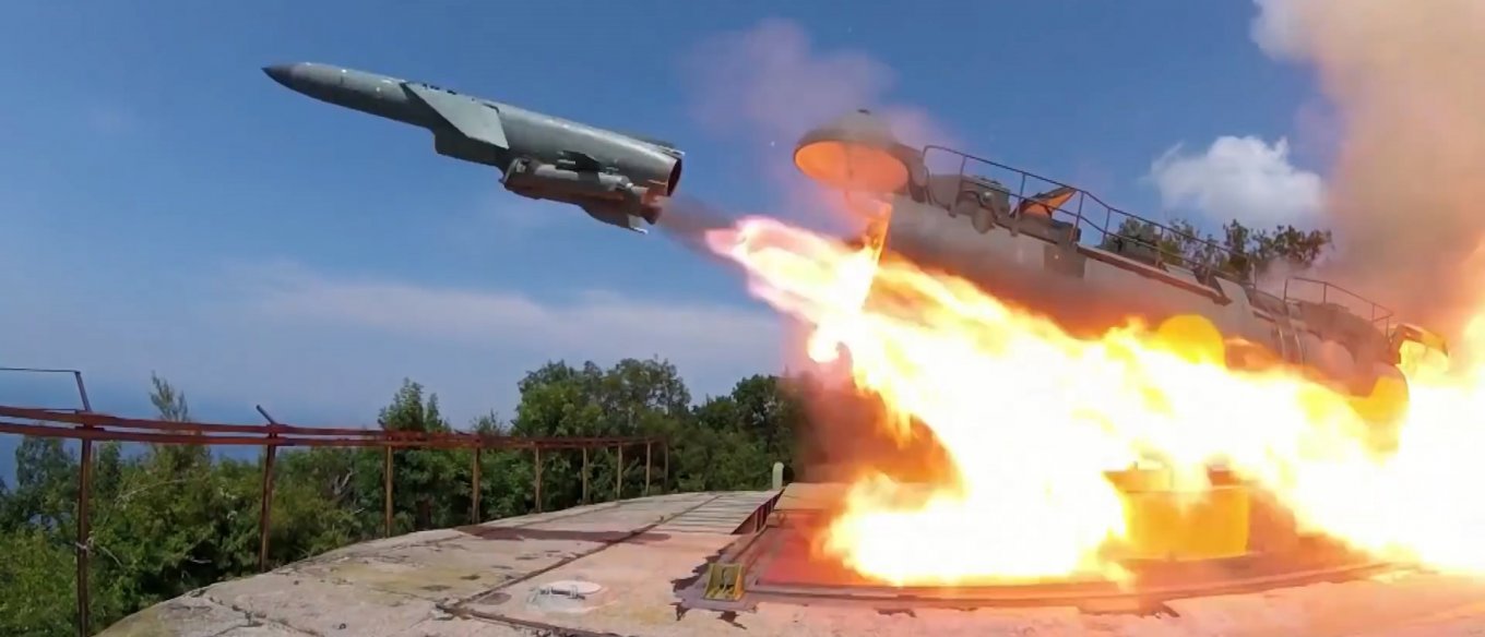 Launch of a P-35 cruise missile from the launcher of the Objekt-100 Utes missile coastal defense division, Object-100 Utes Would be Another Target for Ukrainian Storm Shadow Missile Along With Kerch Bridge, Defense Express