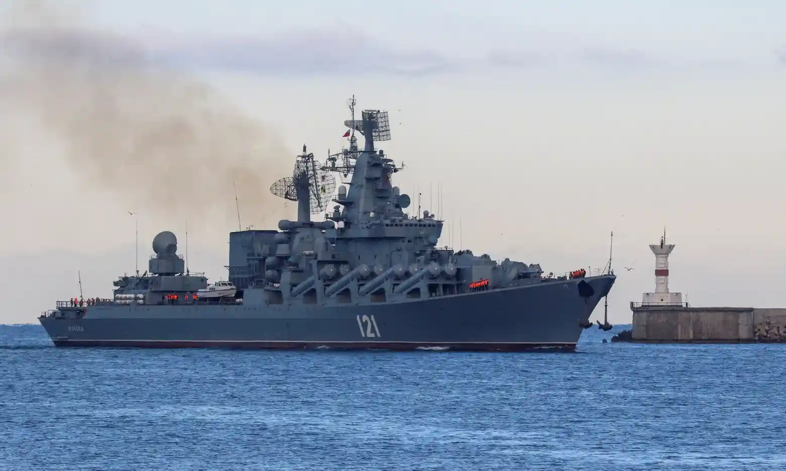 The Moskva, Russia’s flagship of the Black Sea fleet, was reportedly hit by two Ukrainian missiles late on Wednesday night,  Defense Express