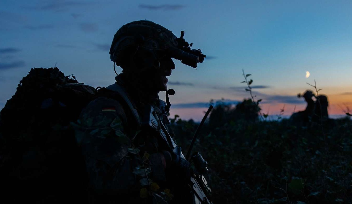 German soldier with night vision device