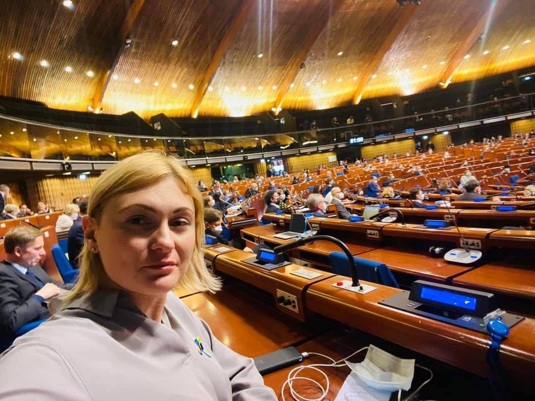 Defense Express / Yevheniia Kravchuk, the Deputy of Verkhovna Rada of Ukraine, at the extraordinary Parliamentary Assembly of the Council of Europe on complete exclusion of Russia from the Council of Europe / Day 19th of Ukraine's Defense Against Russian Aggression (Live Updates)