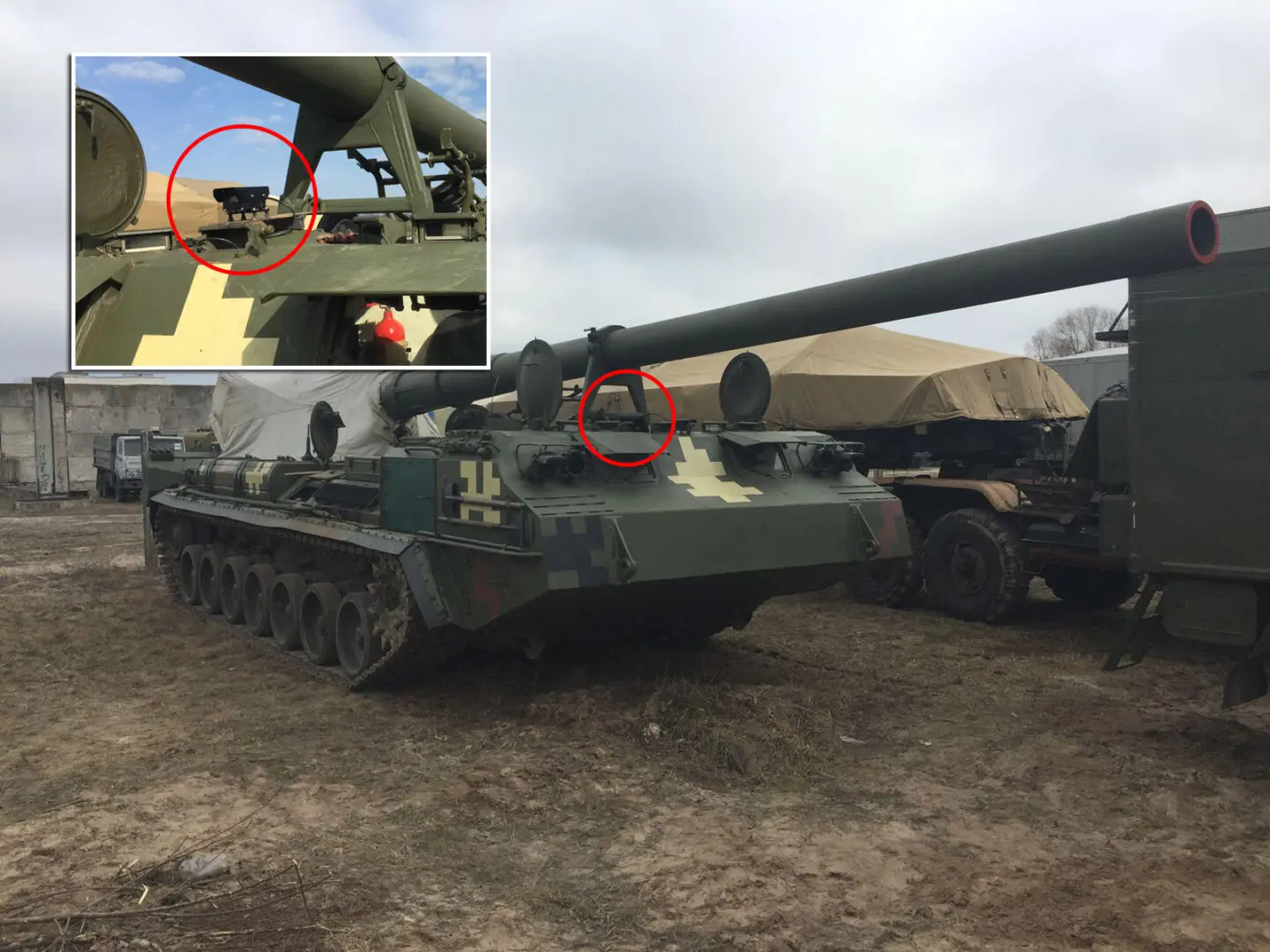 Thermal imagers on 2S7 Pion SPGs in service with the Ukrainian Armed Forces