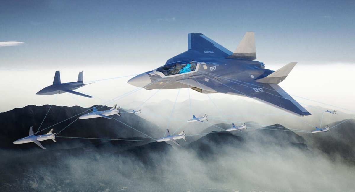 FCAS program concept, where fighter together with unmanned systems are united in one network