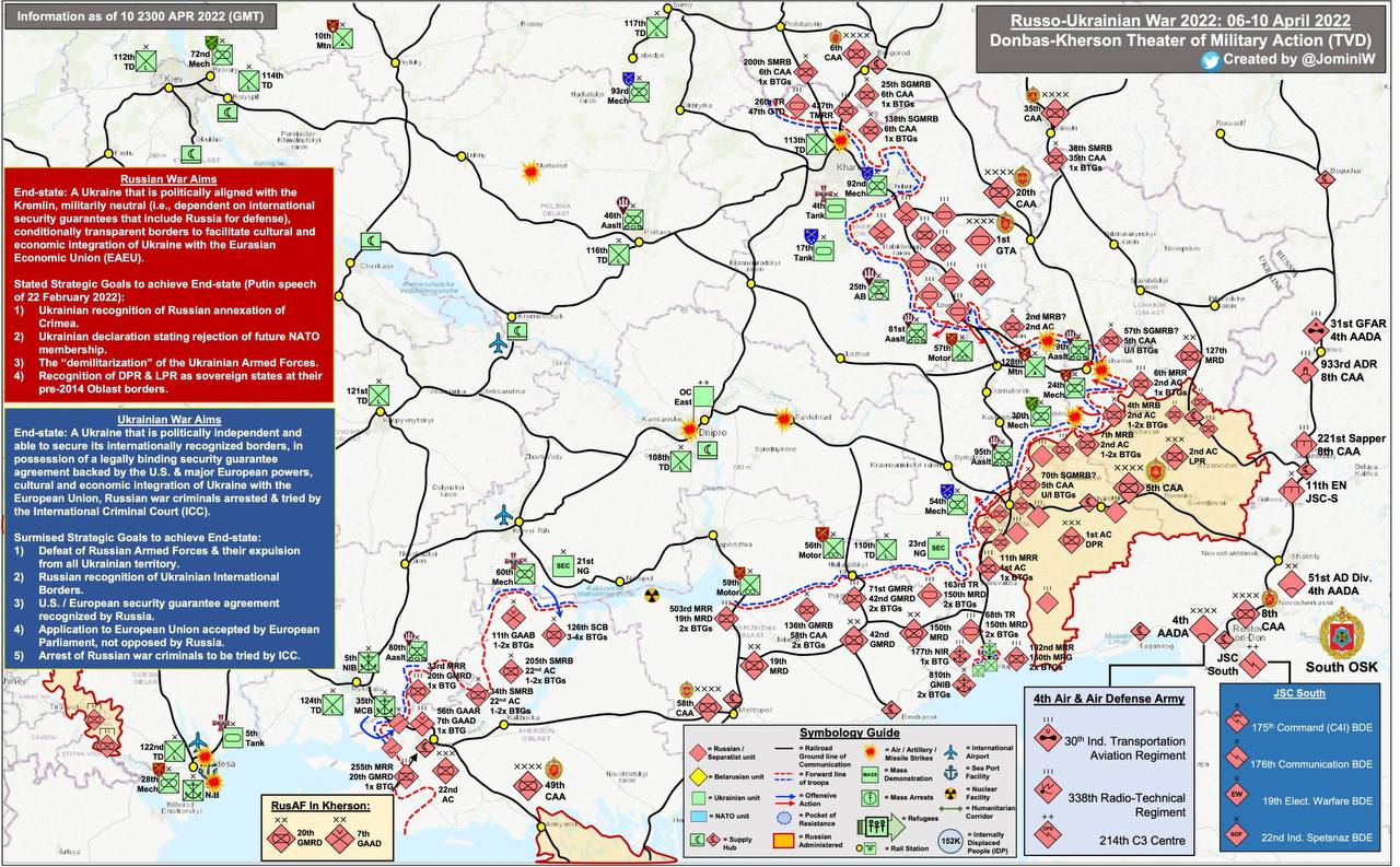 Defense Express / The map show positions of the Russian forces, identifying them by the type of military formation they belong to. More details in the article / Russia-Ukraine War Weekly Summary: Most Epic Events up to April 17th