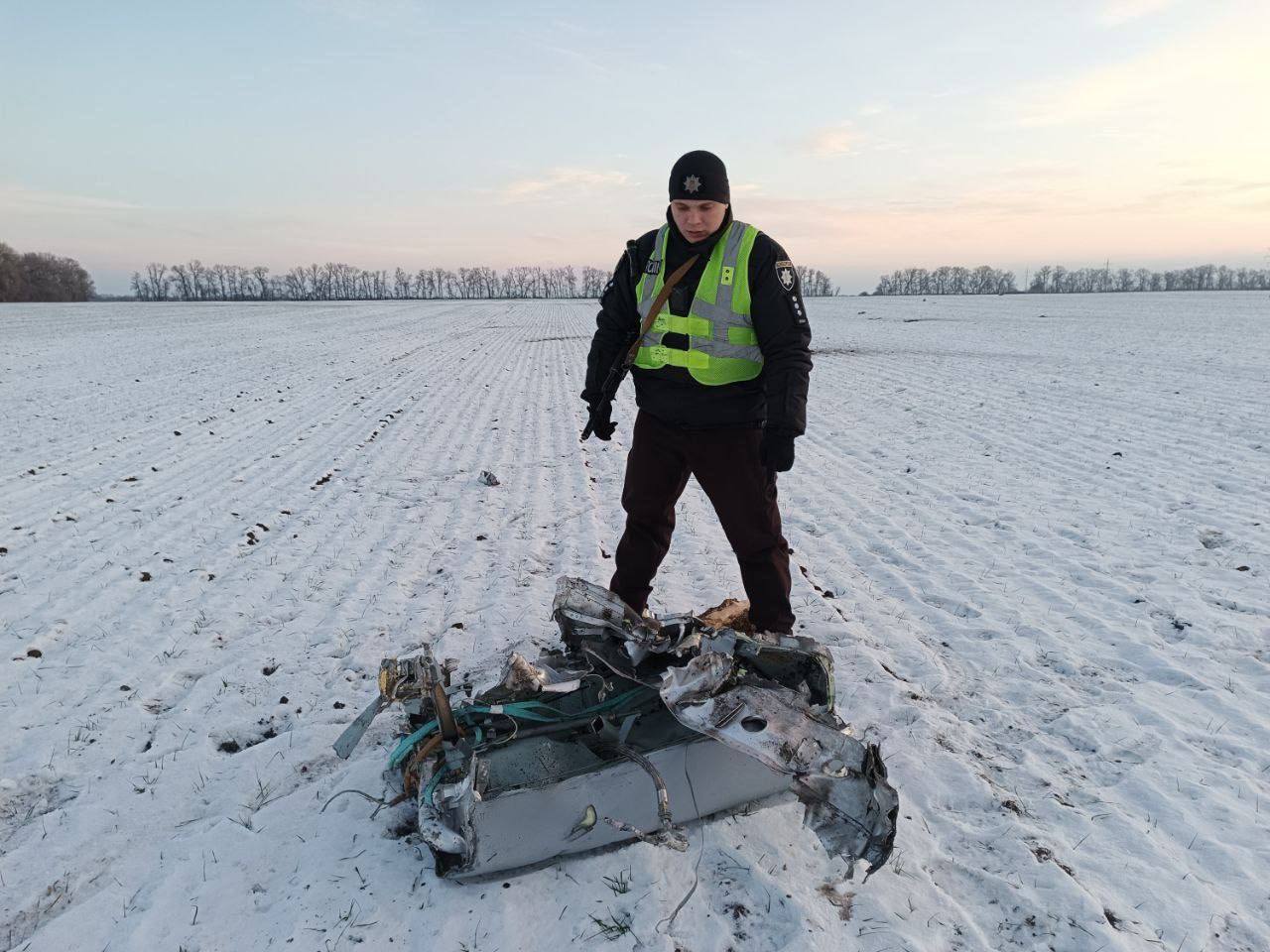 The wreckage of one of the downed enemy missiles in the Kyiv region, Terrorussia Launched Another Amassed Missile Strikes Across Ukraine, Defense Express