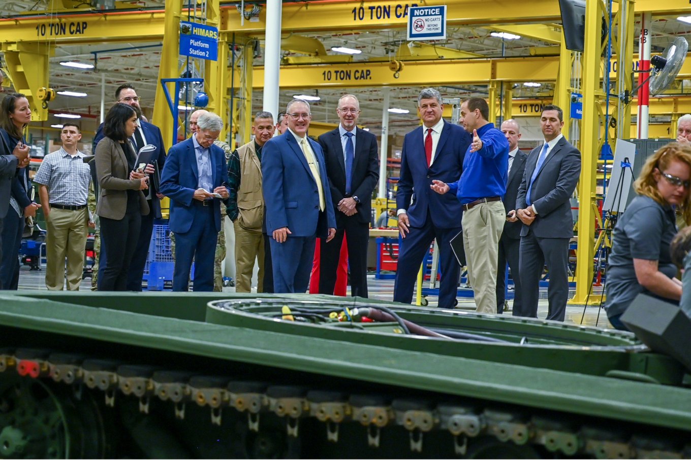 William LaPlante at the GMLRS and HIMARS manufacturing facility in Arkansas
