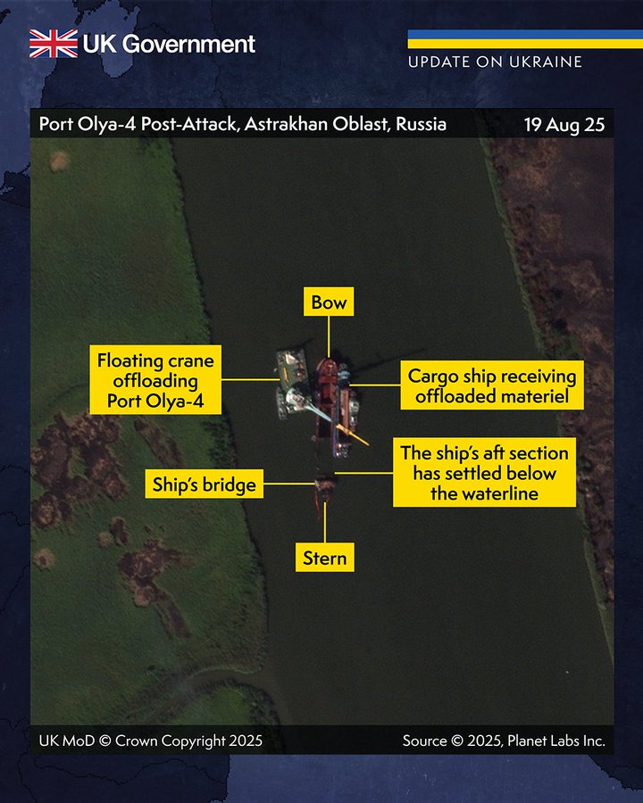 Defense Express UK Defense Intelligence: Satellite Imagery Confirms Ukrainian Strike on russian Cargo Ship in the Caspian Sea