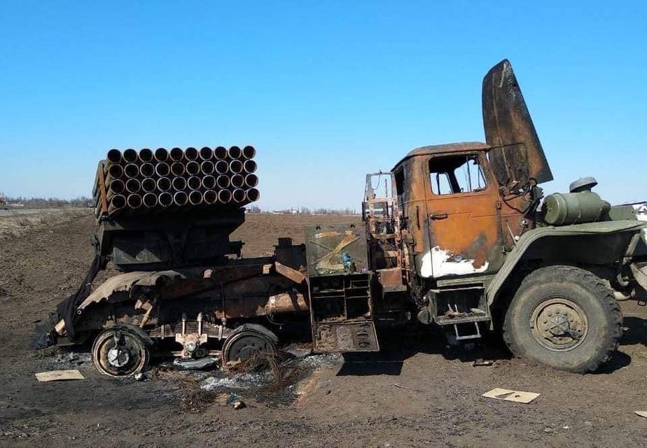 Russian vehicle that was destroyed on the Ukrainian territory