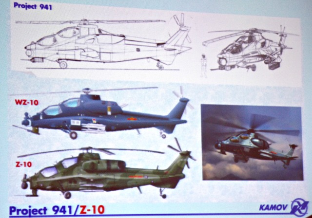 The graphics show the origin of the Chinese WZ-10 derived from the Project 941