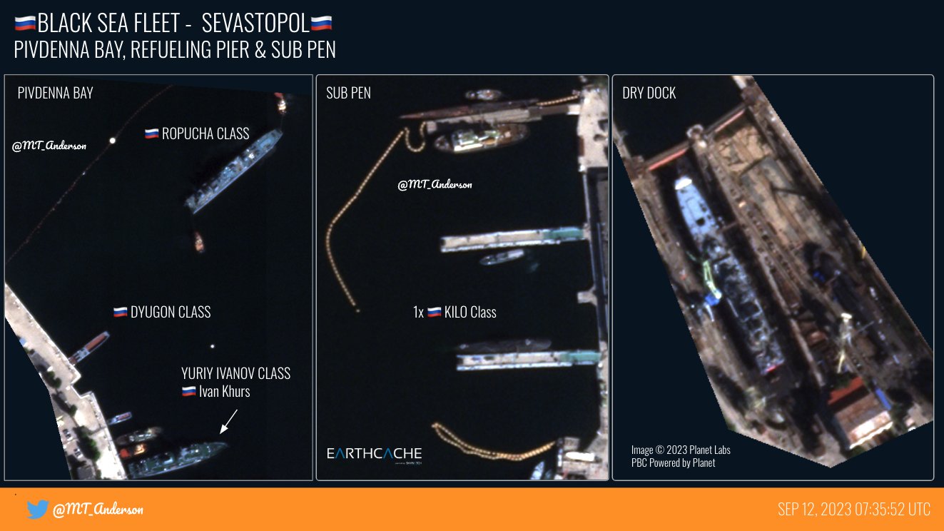 russian warships in dry docks on September 12, less than a day before the strike