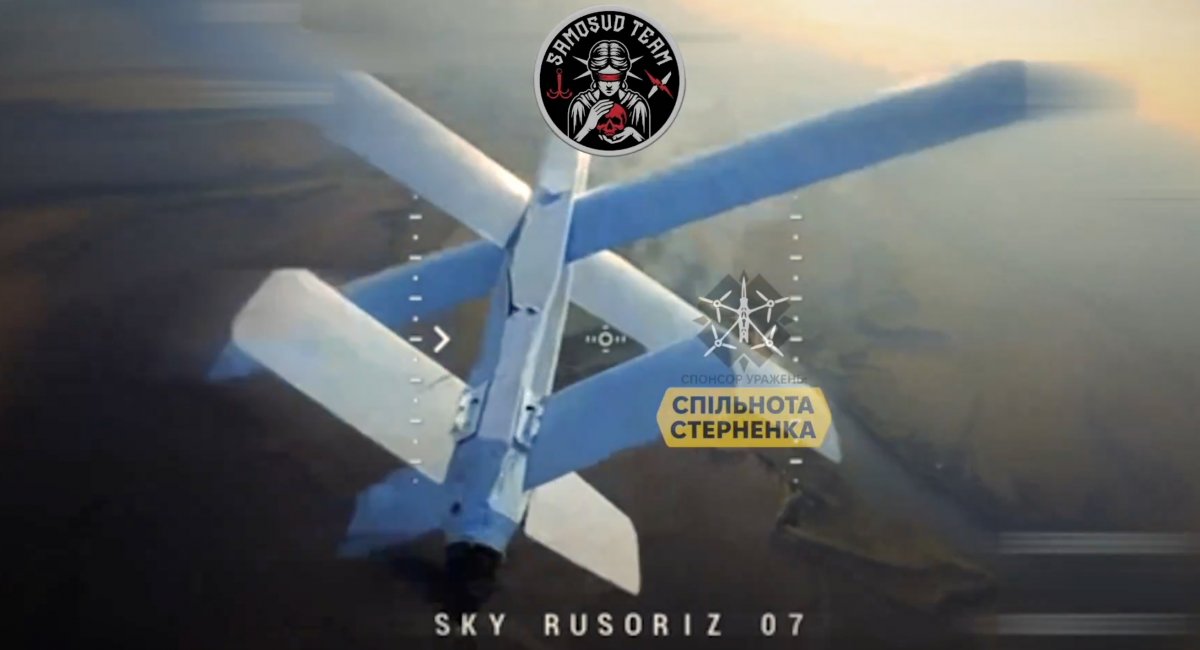 Illustrative photo: a Ukrainian anti-aircraft FPV drone seconds before hitting the russian Lancet / Defense Express / Mysteries of Swift Beat: Ukraine's New Drone Supplier With Director Ex-Google CEO, White Stork, and AI