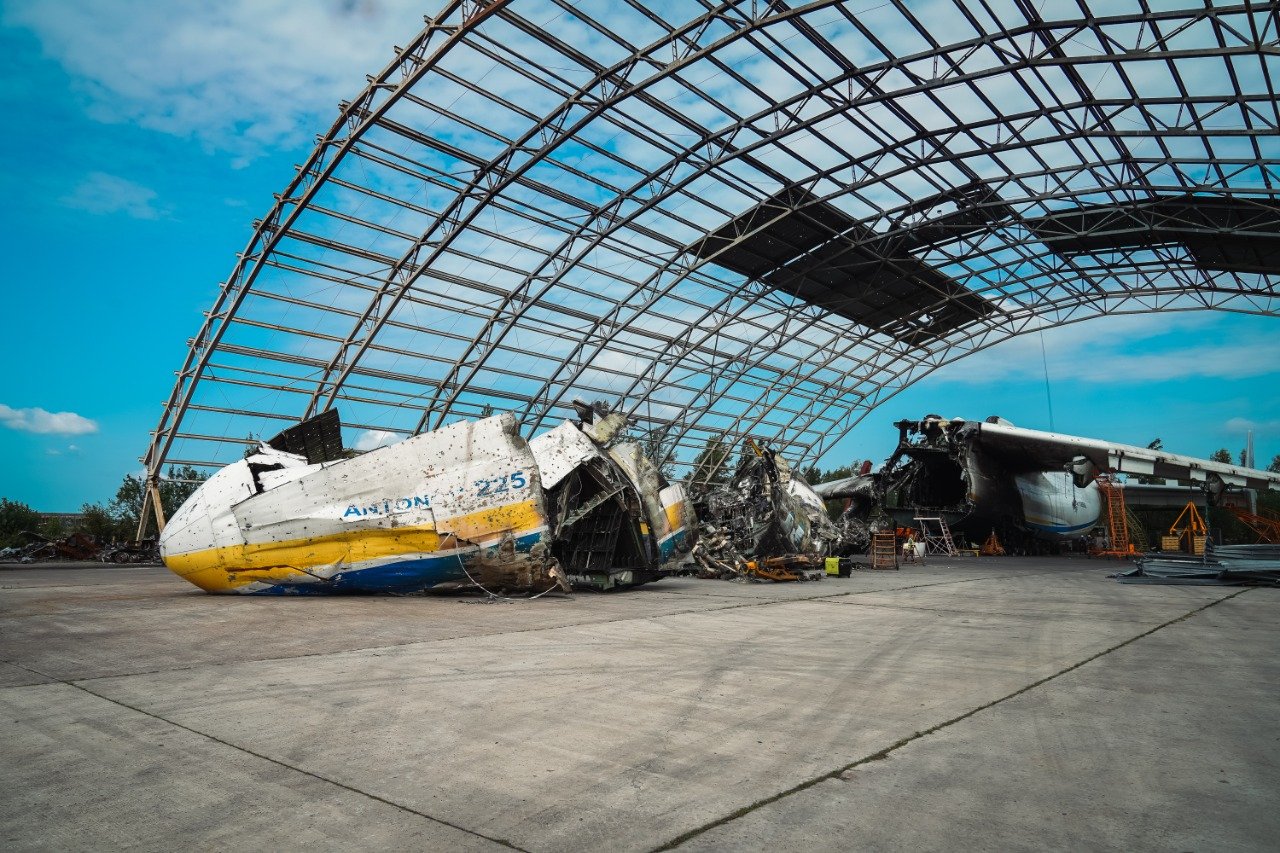 Ruined Mriya aircraft at Antonov plant