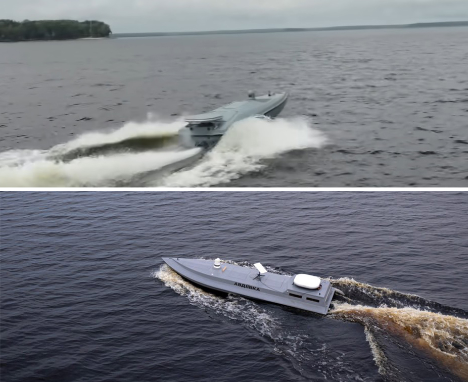 Magura V5 (above) and Sea Baby (below) maritime drones of Ukrainian manufacture