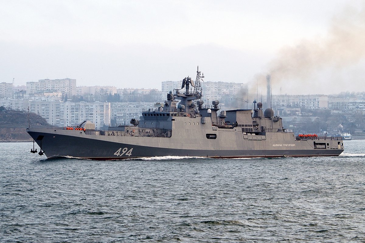 The Admiral Grigorovich class (Project 11356R) frigate Defense Express Russian Pacific Fleet’s Ships Left Mediterranean, Varyag Cruiser and Admiral Tributs Destroyer on the Way “Home”