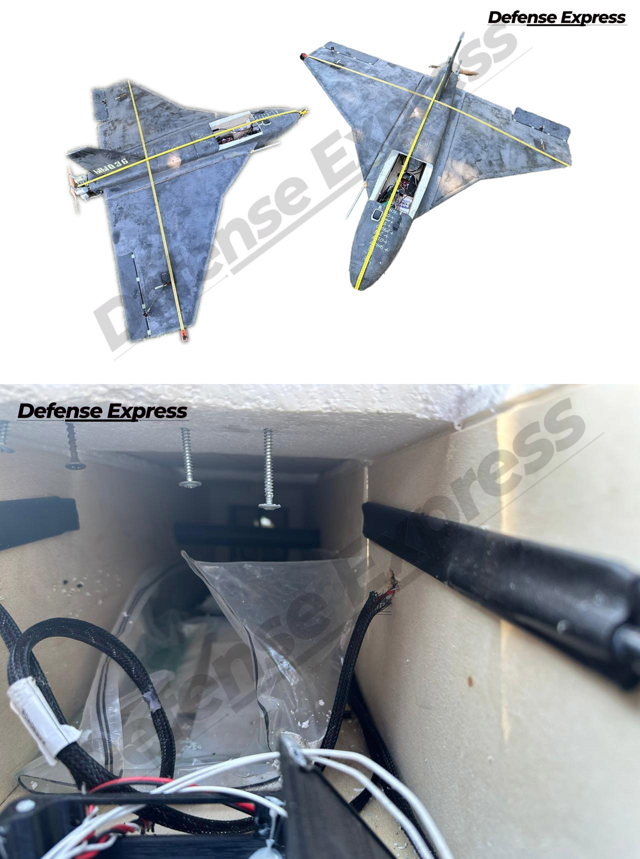 The downed Gerbera, from the outside and inside / Defense Express / Gerbera, the New russian Foam Plastic Killer Drone, Showcased in Detail (Video)