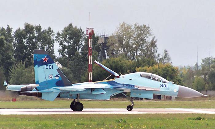 The only copy of the Su-35UB trainer aircraft