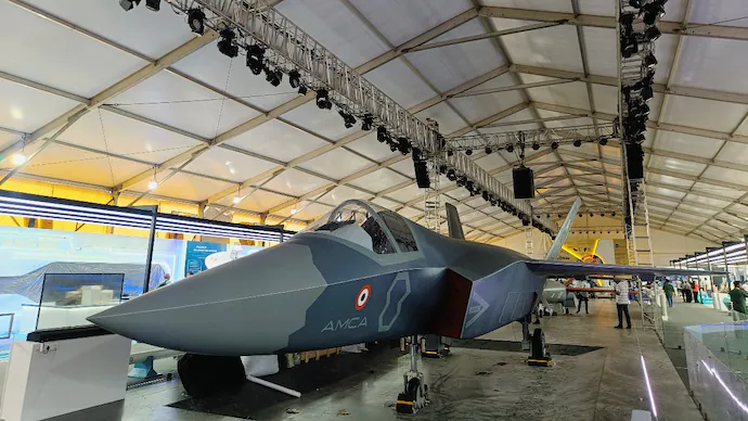 Full-scale mock-up of India’s fifth-generation AMCA fighter at Aero India 2025