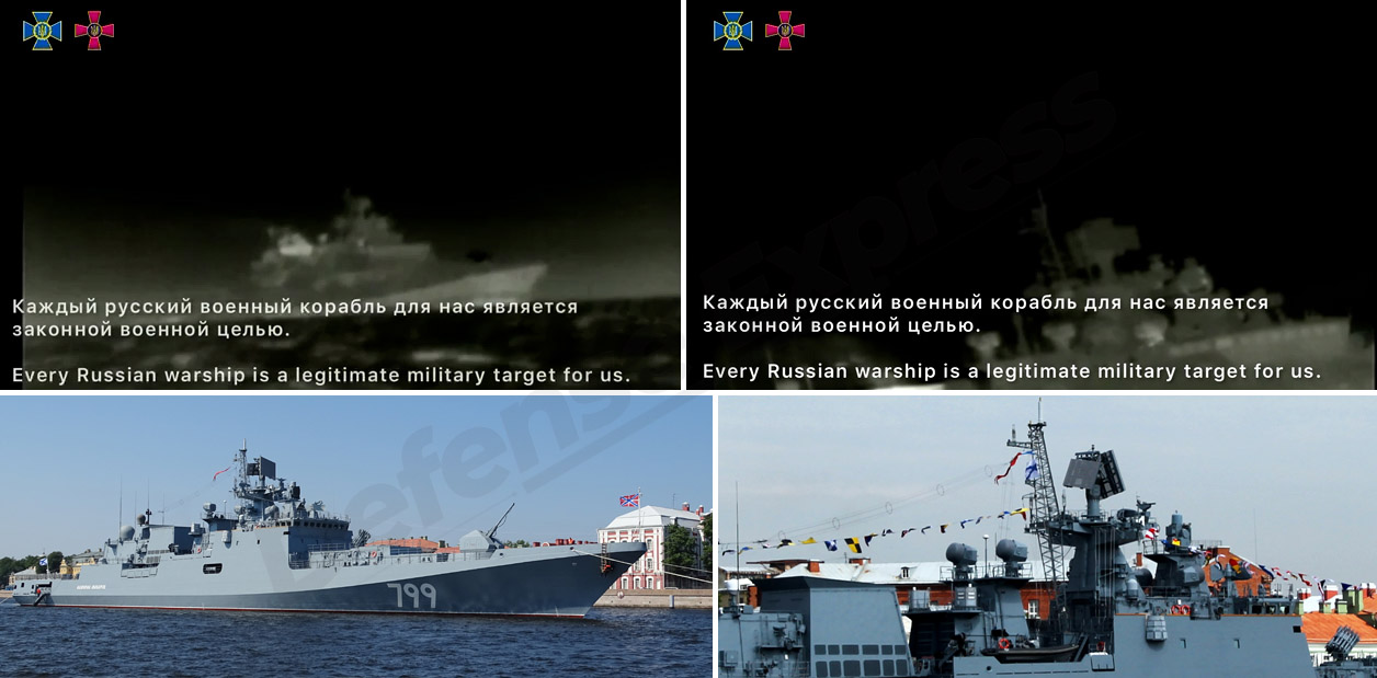 Mysterious Unmanned Surface Vehicles Attack Russia'sBlack Sea Fleet's Main Base,  project 11356Р frigate, Defense Express